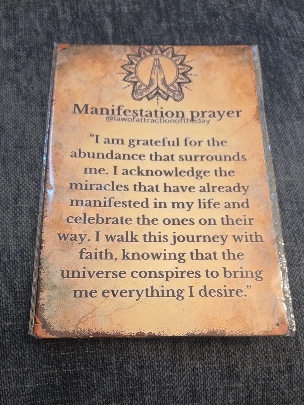 Manifestation Prayer Wall Art - Brown Inspirational Plaque